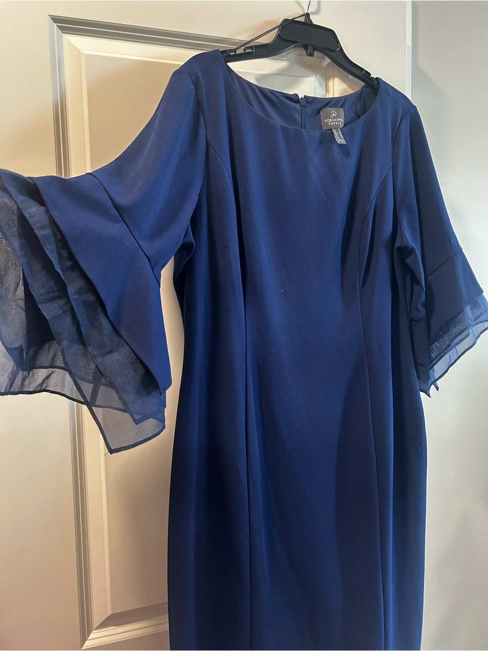 Adrianna Papell Royal Blue Bell Sleeve Midi Dress